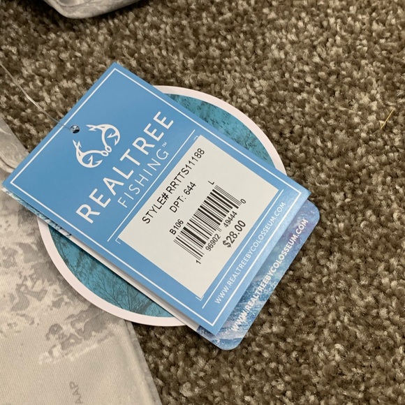 ❤️ NWT RealTree Fishing Shirt Short Sleeve Grey White Round Collar - Picture 6 of 7